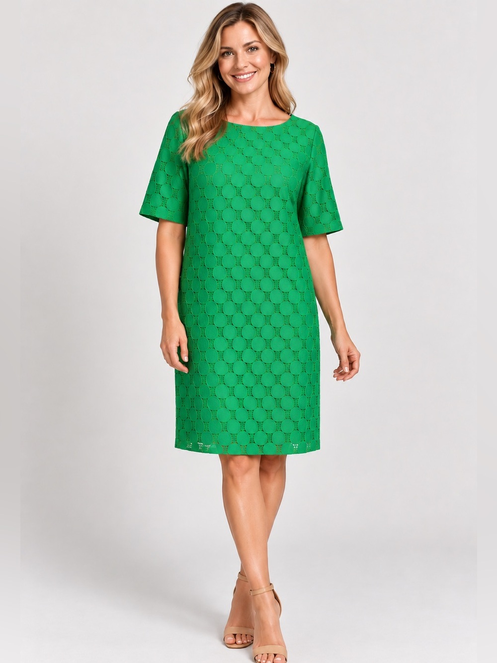 Adrianna Papell sz 20W kelly green short sleeve shift dress